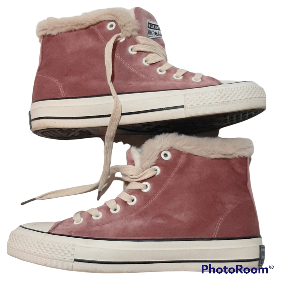 M GENERAL MING JIANG - Pink velour converse-like athletic shoes - Womens 7.5